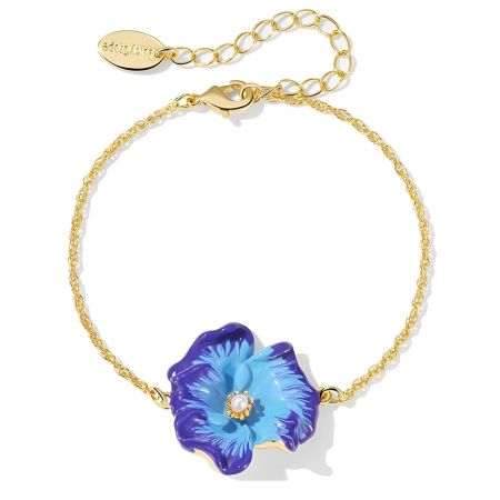 Fable - Brățară Orchid, subțire, placată cu aur 18K, din email pictat manual - Colecția Fable