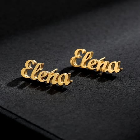 BIJUTERII PERSONALIZATE - Cercei personalizați Lore, din oțel inoxidabil placat cu aur 18K