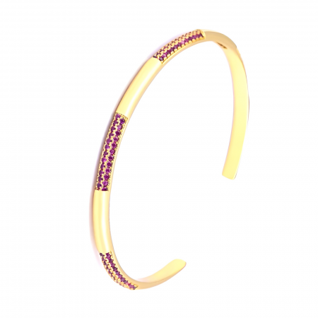 Brățară Roxie, aurie cu pietre roz, tip cuff, reglabilă - Colecția Boheme [0]
