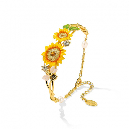 Brățară Sunflower, placată cu aur 18K, din email pictat manual - Colecția Fable [1]