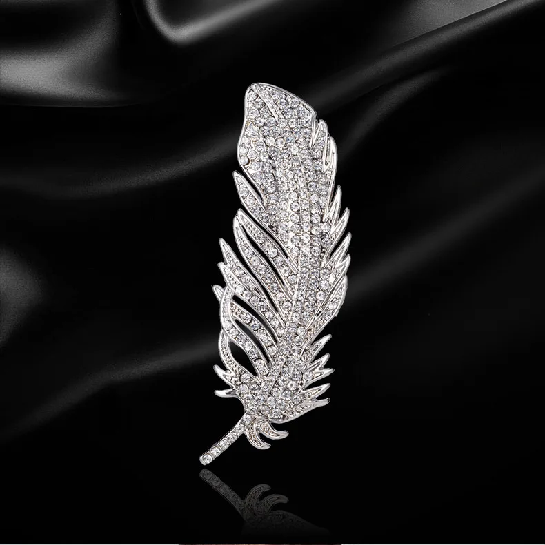 Broșă Silver Leaf, argintie, decorată cu zirconiu [1]