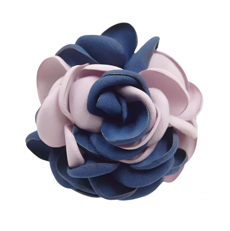 BROȘE - Broșă Marva, mix roz și albastru, handmade, în formă de floare