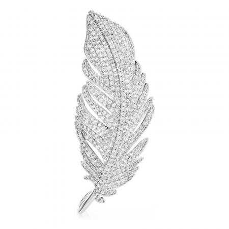 COLECȚII - Broșă Silver Leaf, argintie, decorată cu zirconiu
