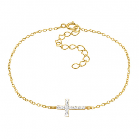 BRĂȚĂRI - Brățară argint Madalena, placată cu aur 24K, cu model cruce