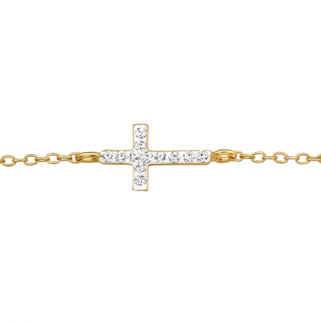 Brățară argint Madalena, placată cu aur 24K, cu model cruce [1]
