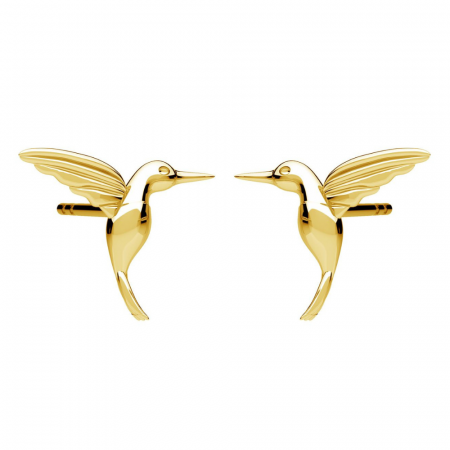 CERCEI - Cercei argint Ellia, placați cu aur 24K, în formă de pasăre colibri