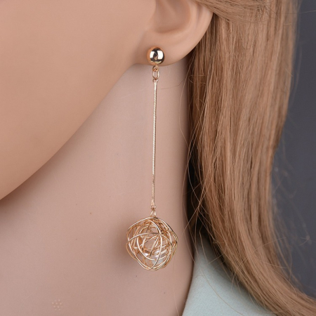 Cercei cu clips Bea, lungi, aurii, cu perle [1]