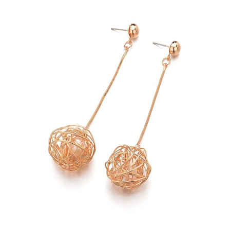 Cercei cu clips Bea, lungi, aurii, cu perle [2]