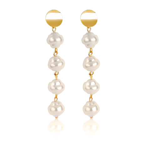 CERCEI - Cercei cu clips Cindy, aurii, lungi, cu perle