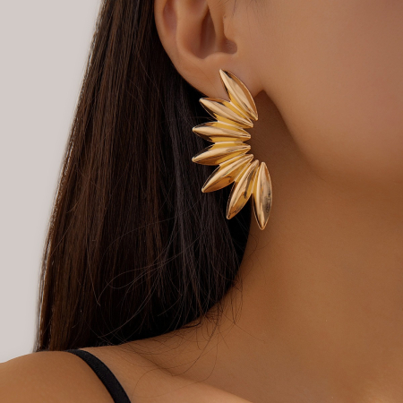 Cercei Zenobia, aurii, cu model floral [3]