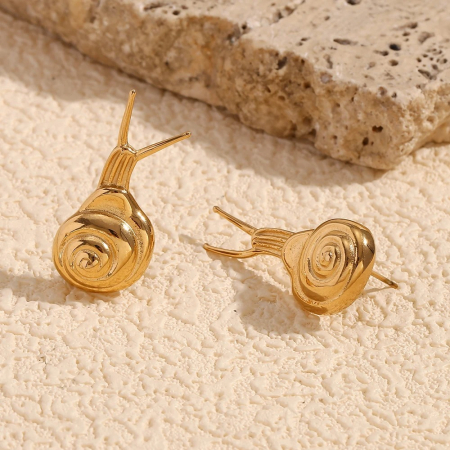 Cercei Snail, aurii, în formă de melc, din oțel inoxidabil placat cu aur 18K [1]