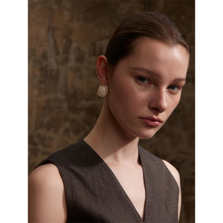 Cercei Tazia, aurii, pătrați, din oțel inoxidabil placat cu aur 18K [1]