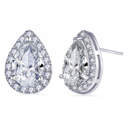 Cercei Kae, argintii, în formă de lacrimă, decorați cu zirconiu - Colecția Celebration [3]