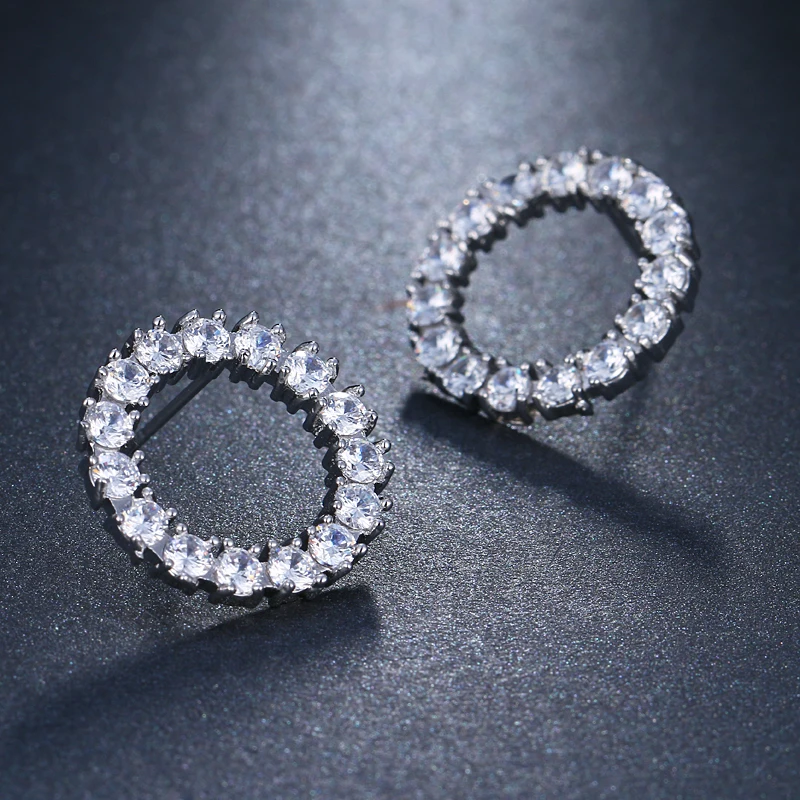 Cercei Mya, argintii, rotunzi, decorați cu zirconiu - Colecția Celebration [2]