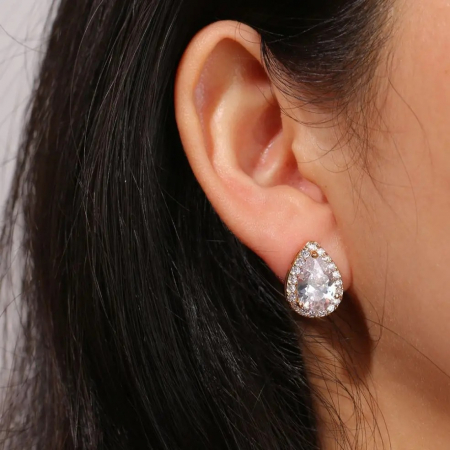 Cercei Kae, argintii, în formă de lacrimă, decorați cu zirconiu - Colecția Celebration [2]