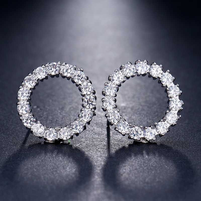 Cercei Mya, argintii, rotunzi, decorați cu zirconiu - Colecția Celebration [1]