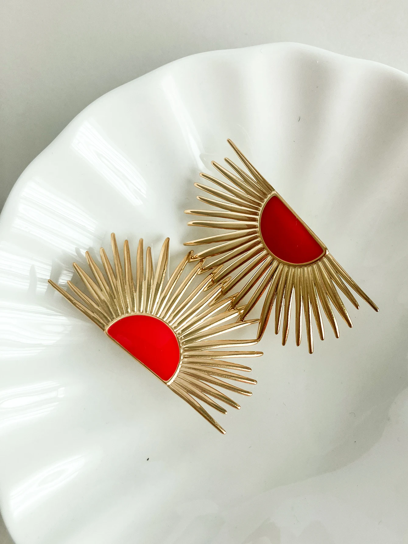 Cercei Janine, auriu cu roșu, din oțel inoxidabil, în formă de raze [2]