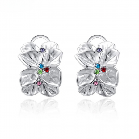 Cercei Kehlani, argintii cu pietre multicolore, în formă de frunză, din oțel inoxidabil placat cu aur 18K - Colecția Parisian [0]