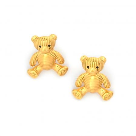 Cercei oțel inoxidabil - Cercei Teddy, aurii, din oțel inoxidabil, în formă de ursuleț