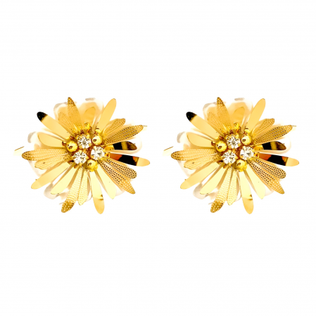 Floral Paradise - Cercei Dona, aurii, din oțel inoxidabil, în formă de floare - Colecția Floral Paradise