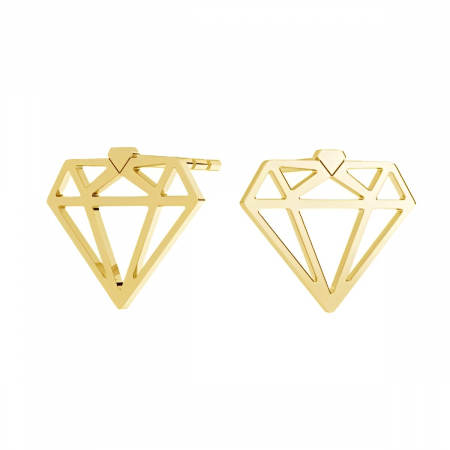 CERCEI - Cercei argint Thea, placați cu aur 24K, în formă de diamant