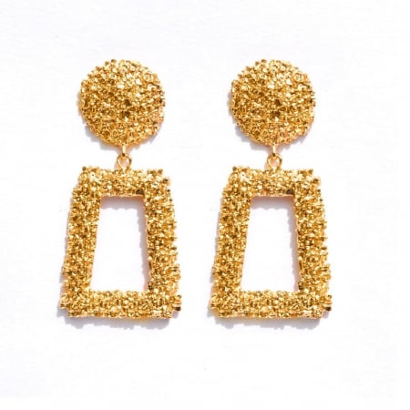 CERCEI - Cercei cu clips Raquel, aurii, cu formă geometrică