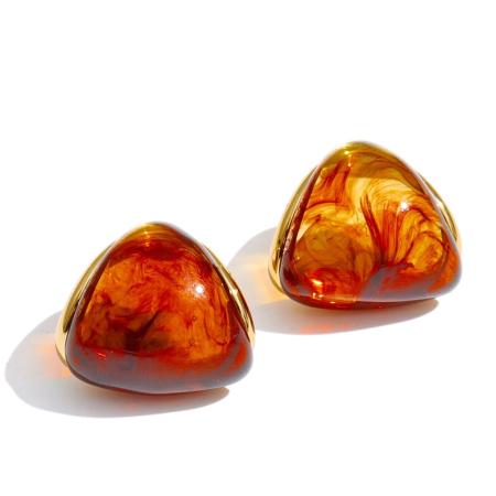 CERCEI - Cercei Amber, aurii, triunghiulari, din oțel inoxidabil placat cu aur 18K