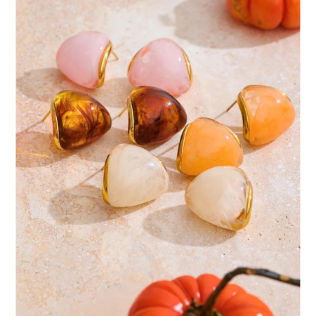 Cercei Amber, aurii, triunghiulari, din oțel inoxidabil placat cu aur 18K [1]