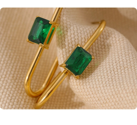 Cercei Helenis, ovali, aurii, cu pietre, din oțel inoxidabil placat cu aur 18K [3]