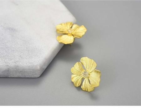 Cercei Peony, în formă de floare, din argint placat cu aur 18K - Colecția Metamorphosis [2]