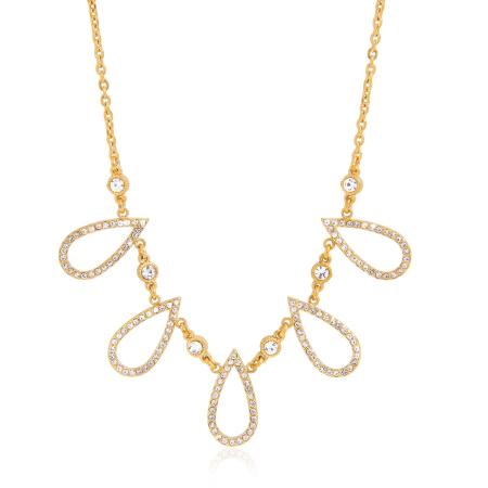 Glamour - Colier Amira, auriu, statement, din oțel inoxidabil placat cu aur 18K, cu pandantiv model lacrimă