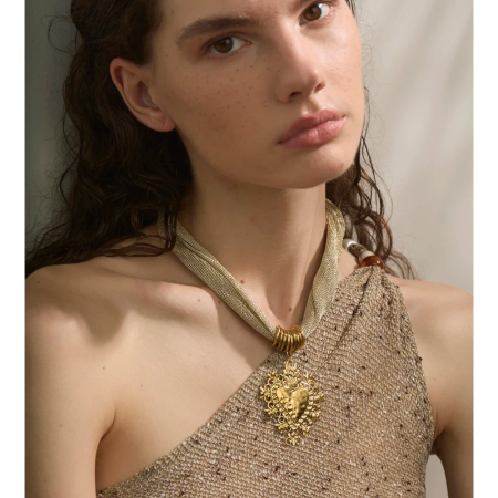 Colier Salome, auriu, cu pandantiv în formă de inimă, din oțel inoxidabil placat cu aur 18K - Colecția Glamour [3]