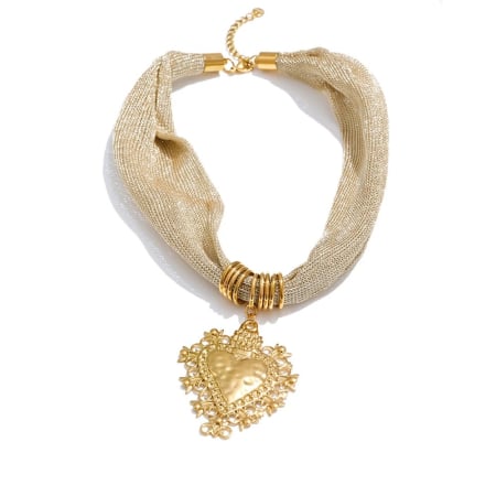 COLIERE - Colier Salome, auriu, cu pandantiv în formă de inimă, din oțel inoxidabil placat cu aur 18K - Colecția Glamour