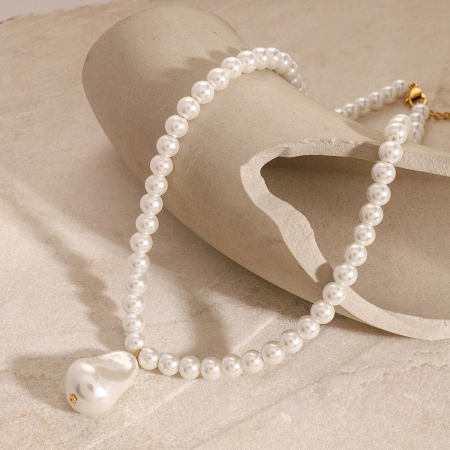 Colier Meredith, cu perle, auriu, din oțel inoxidabil - Colecția Universe of Pearls [1]