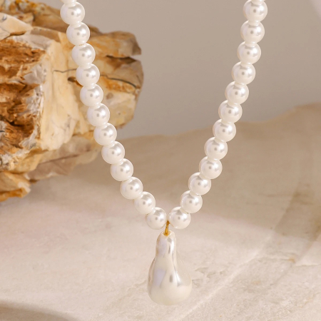 Colier Meredith, cu perle, auriu, din oțel inoxidabil - Colecția Universe of Pearls [3]