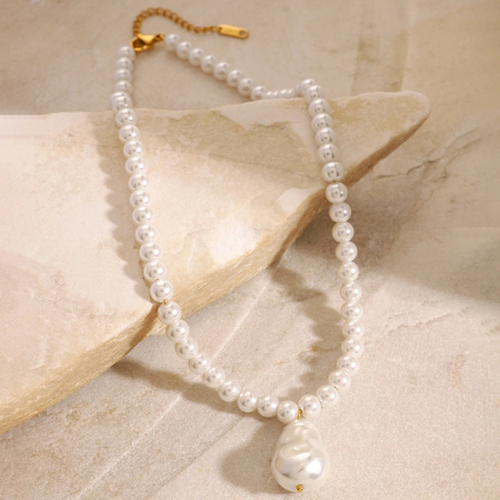 Colier Meredith, cu perle, auriu, din oțel inoxidabil - Colecția Universe of Pearls [2]