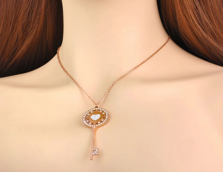 Colier Azalea, auriu rose, din oțel inoxidabil placat cu aur 18K, cu pandantiv în formă de cheie - Colecția Parisian [2]
