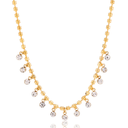 BIJUTERII - Colier Eva, auriu, din oțel inoxidabil placat cu aur 18K, cu pandantiv din zirconiu