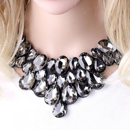 Colier Azora, statement, negru, cu pietre - Colecția Glamour [3]