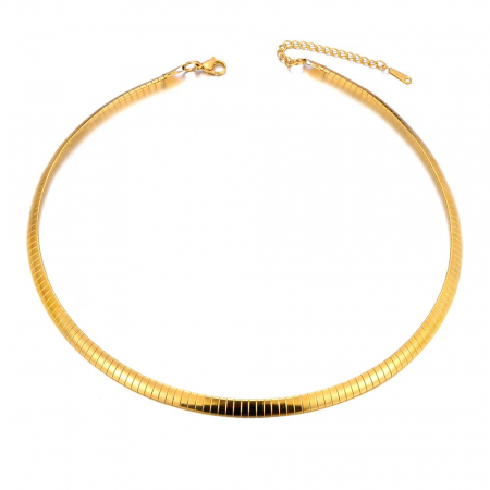 BIJUTERII OȚEL INOXIDABIL - Colier Maren, auriu, din oțel inoxidabil placat cu aur 18K, tip snake chain - Colecția Parisian