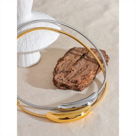 Colier Calliope, auriu, din oțel inoxidabil placat cu aur 18K, tip choker - Colecția Glamour [1]