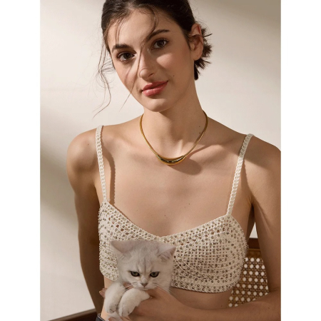 Colier Calliope, auriu, din oțel inoxidabil placat cu aur 18K, tip choker - Colecția Glamour [3]