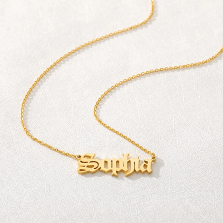 BIJUTERII PERSONALIZATE - Colier personalizat Maya, cu lanț clasic sau cuban, din oțel inoxidabil placat cu aur 18K