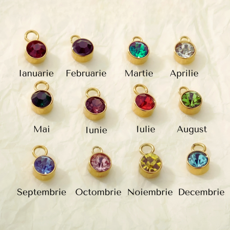 Colier personalizat Aria, cu Piatra lunii de naștere, din oțel inoxidabil placat cu aur 18K [4]