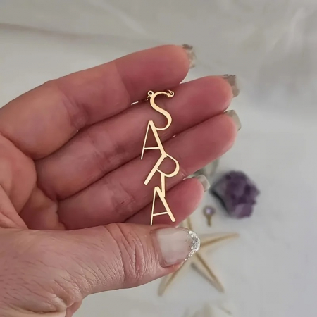 Colier personalizat Ava, cu pandantiv lung, din oțel inoxidabil placat cu aur 18K [3]