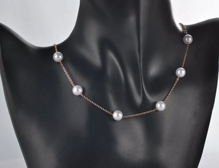Colier Chelsey, auriu rose, cu perle, din oțel inoxidabil placat cu aur 18K - Colecția Parisian [2]