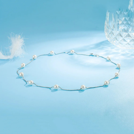 Colier din argint Ella, cu perle [1]