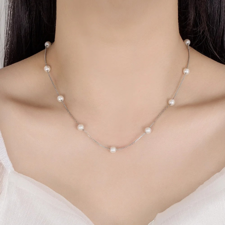 Colier din argint Ella, cu perle [3]