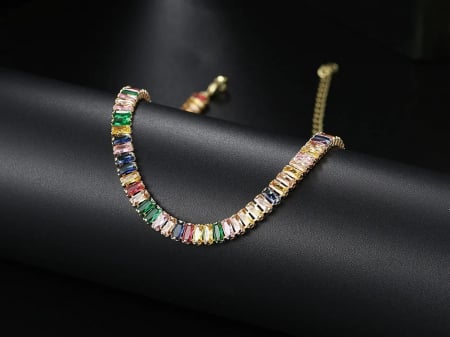 Colier tennis Karlee, auriu multicolor, cu zirconiu, placat cu aur 14K [1]
