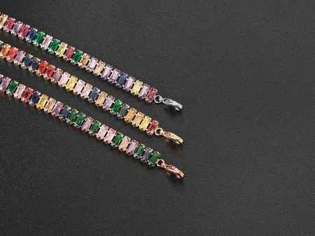 Colier tennis Karlee, auriu rose multicolor, cu zirconiu, placat cu aur 14K [3]